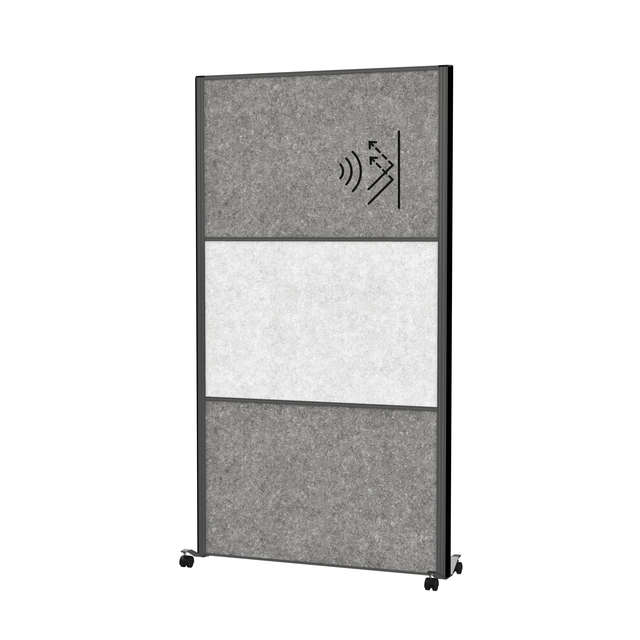 Scheidingswand MAUL akoestiek 100x180 2xdonker- 1xlichtgrijs antrac.frame mobiel