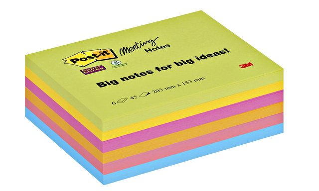 Memo pad Post-it 8645 Super Sticky 203x153mm assorted 6 pieces