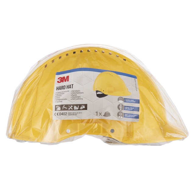 Safety helmet 3M 53-62cm Uvicator and pin adjustment yellow