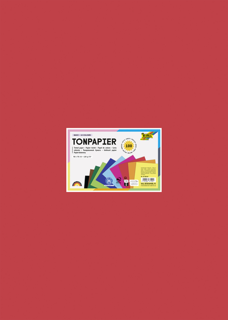 Tekenpapier Folia 50x70cm 130gram pak à 100 vel 10 kleure