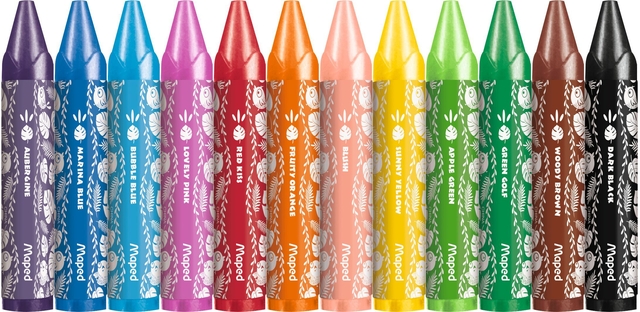 Waskrijt Maped Jungle Fever Jumbo set à 12 kleure