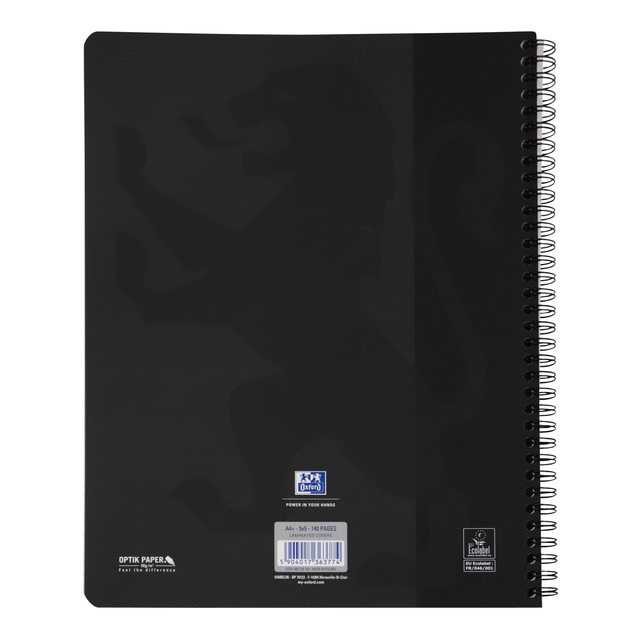 Spiraalblok Oxford Touch A4 ruit 5x5mm 140 pagina's 80gr zwart