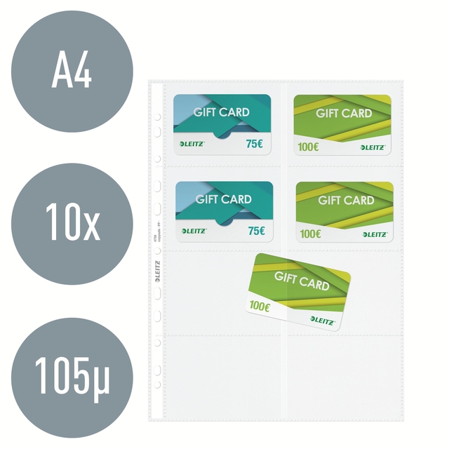 Showtas Leitz Premium voor visitekaartjes copy safe PP A4 glashelder 10 stuks