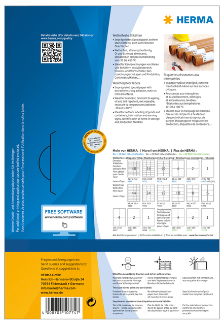 Etiket HERMA 10774 210x148mm weerbestendig wit 160 stuks