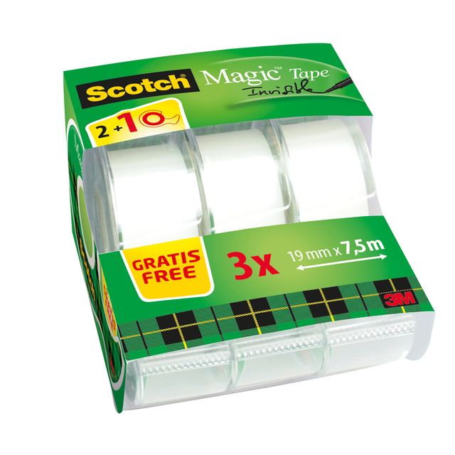 Tape Scotch Magic 810 19mmx7.5m invisible with 2+1 free + hand dispenser