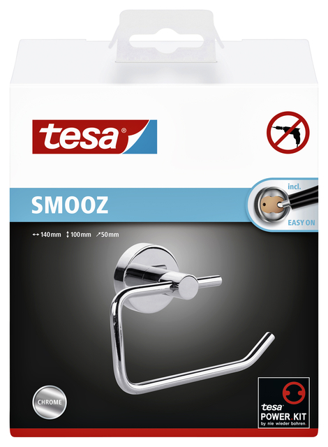 Toiletrolhouder tesa® Smooz hoogglans verchroomd metaal zelfkleven