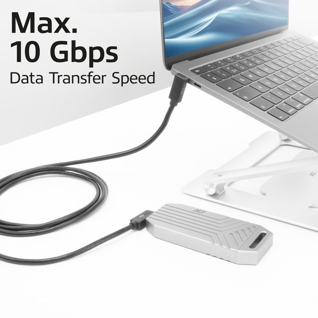 Kabel ACT USB-C hoek links/rechts USB-C hoek boven/beneden 10Gbps 2m