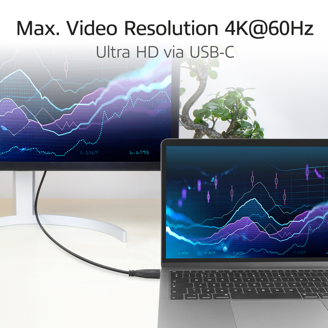 Kabel ACT USB-C standaard naar USB-C hoek boven/beneden 10Gbps 2m