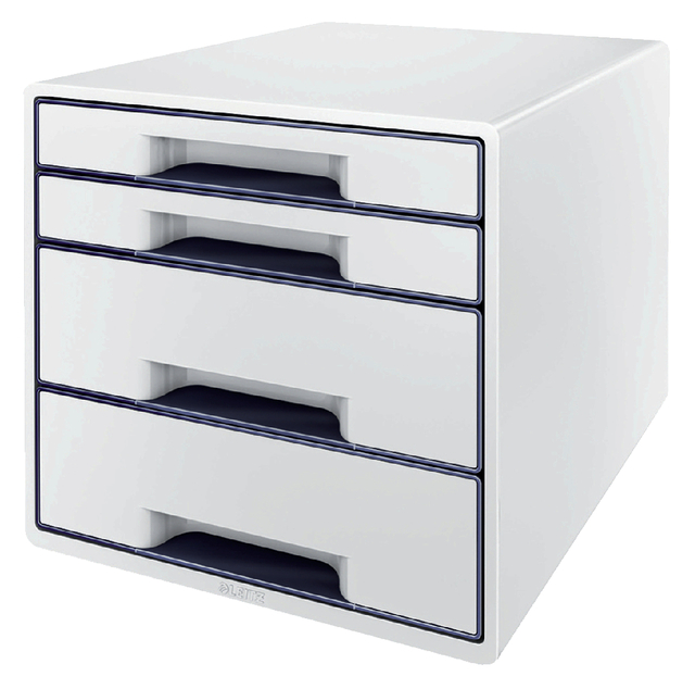 Drawer Cabinet Leitz WOW Cube A4 maxi 4 drawers white/grey