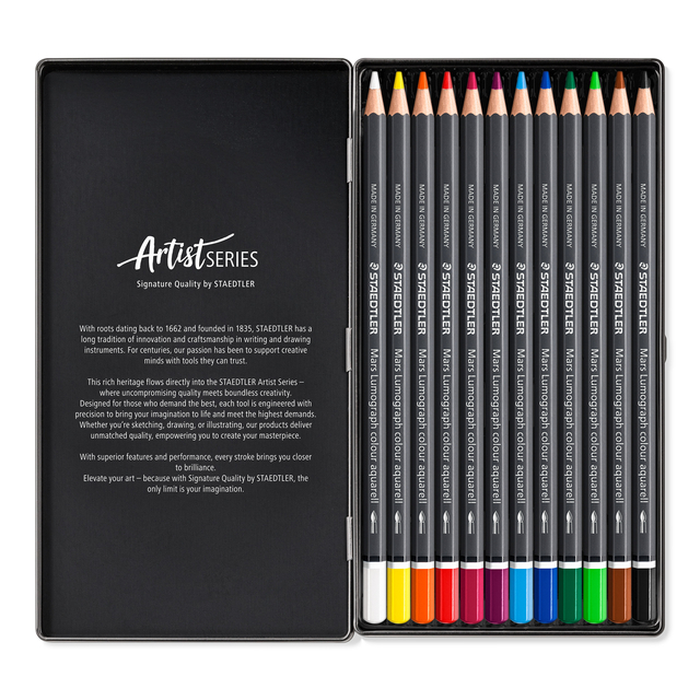 Aquarelpotlood Staedtler Mars Lumograph set à 12 kleuren