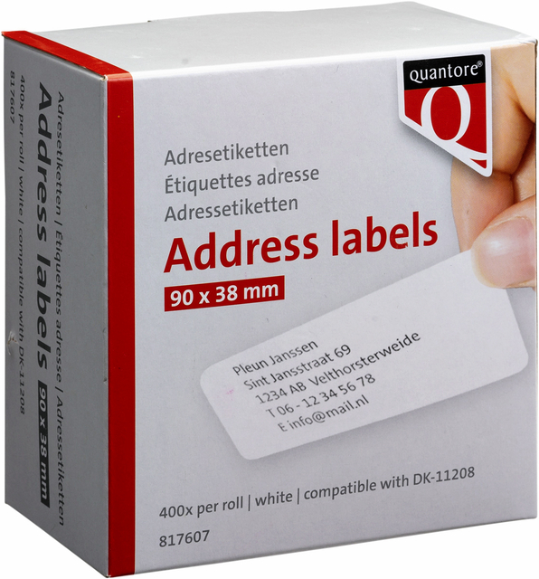 Address labels Quantore DK-11208 38x90mm white