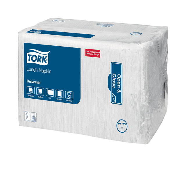 Lunch napkin Tork 1-ply 33x33 500pcs white 509300