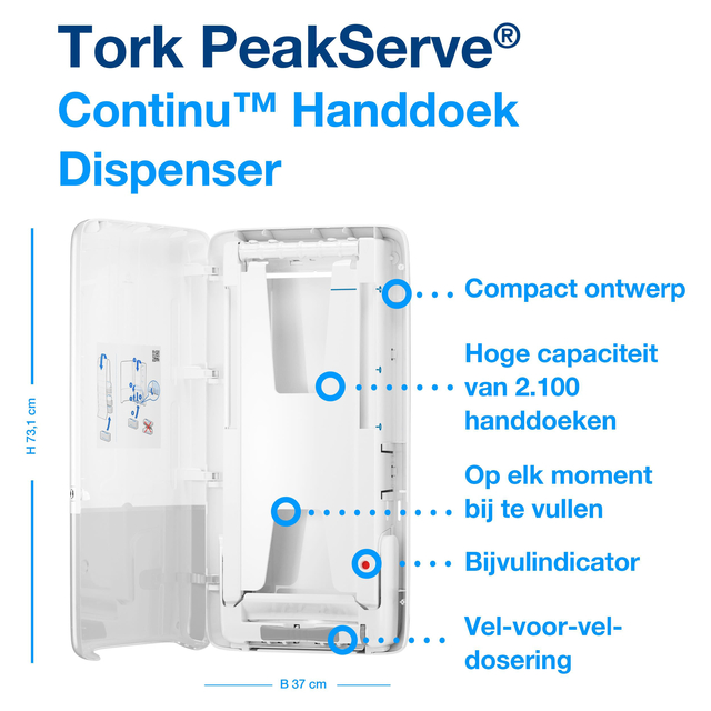 Hand towel dispenser Tork PeakServe® Continu™ H5 Elevation white 552