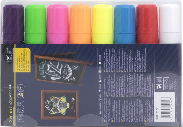 Krijtstift Securit SMA-720 blok ass 7-15mm blister à 8 stuk