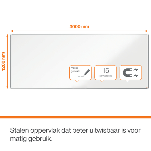 Whiteboard Nobo Premium Plus 120x300cm staal