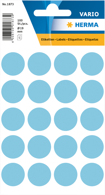 Multi-purpose labels ø 19mm blue 100 pcs
