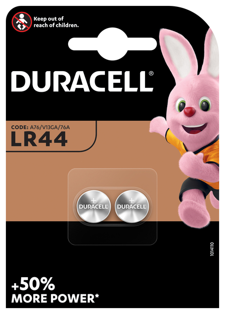 Batterij Duracell knoopcel 2xLR44 alkaline Ø11,6mm 2 stuk