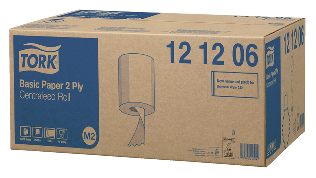 Cleaning roll Tork Basic M2 center feed multifunctional 2-layer 160m white 121206