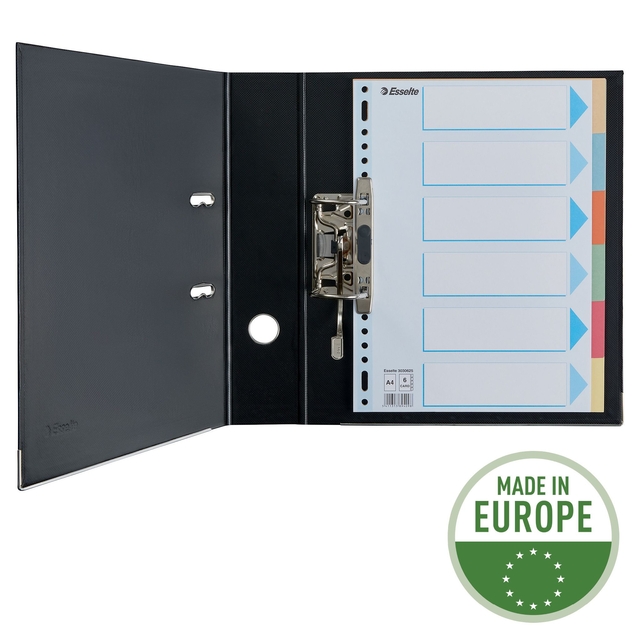 Tabbladen Esselte Premium A4 6-delig karton 23-rings assorti