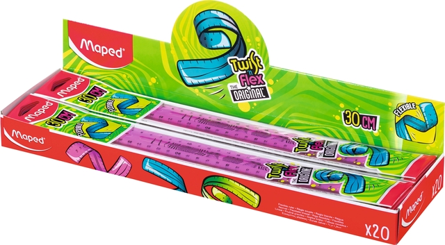 RULER MAPED TWIST'N FLEX 30CM ASS