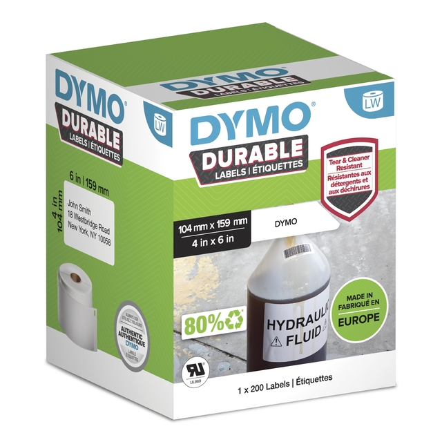 Etiket Dymo LabelWriter industrieel 104x159mm 1 rol á 200 stuks wi