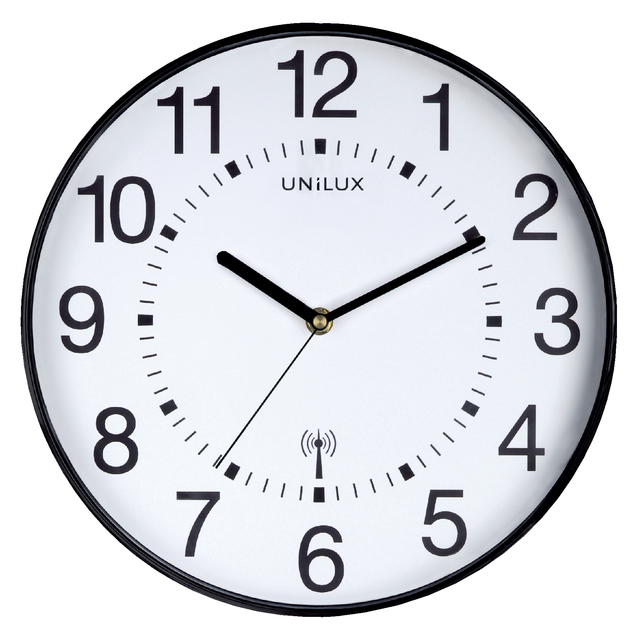 Wall clock Unilux Maxi radio controlled Ø 37.5cm black/whit