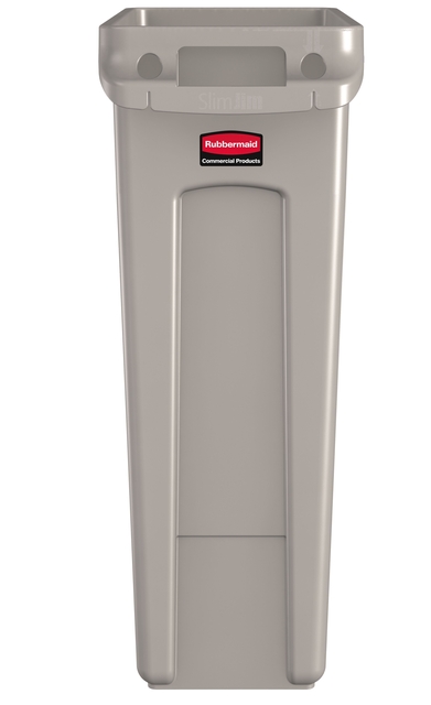 Afvalbak Rubbermaid Slim Jim Vented met luchtsleuven 60 liter beige