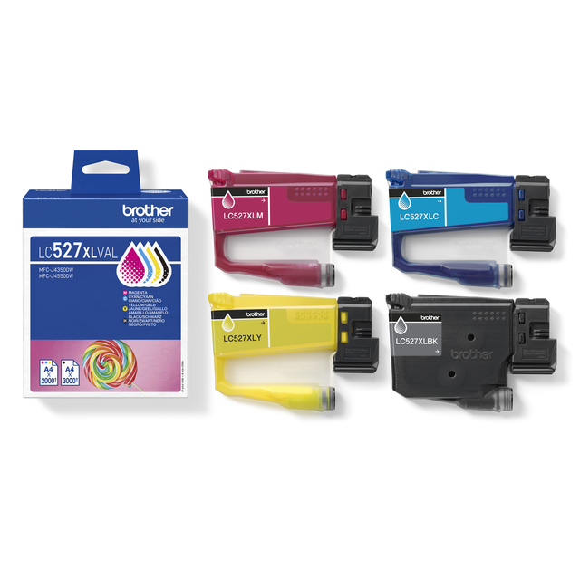 Inktcartridge Brother LC-527XL zwart + 3 kleuren