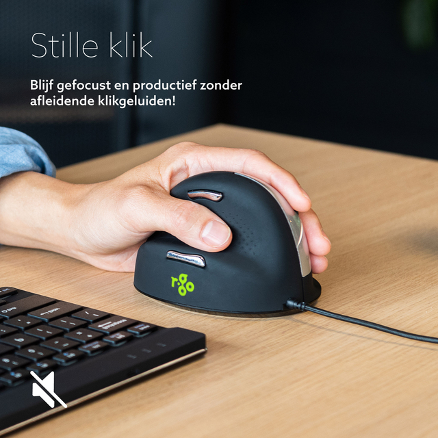 R-Go HE Mouse, Ergonomic mouse, Medium (165-195mm), Left Handed, wired