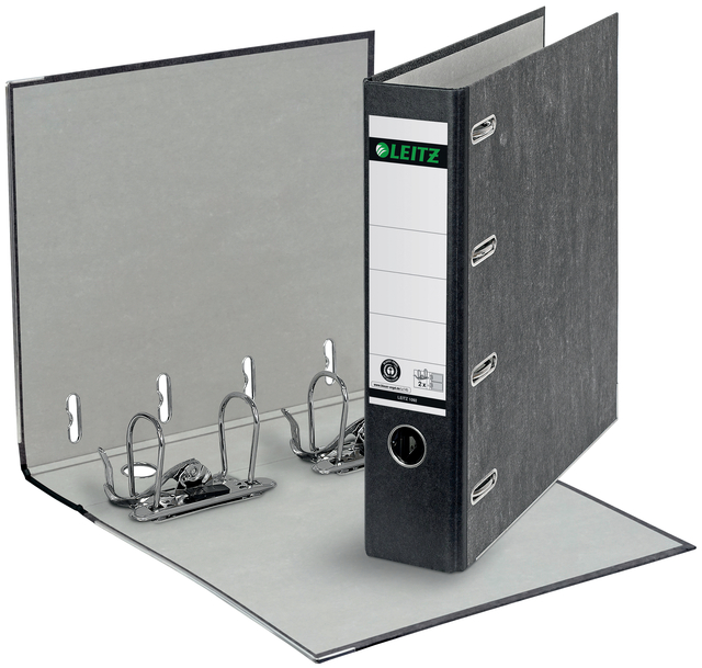 Ordner Leitz 1092 giro-bank met dubbele mechaniek 75mm karton A4 zwart