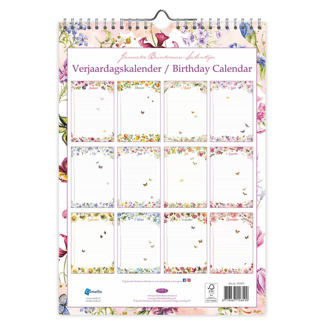 Verjaardagskalender Janneke Brinkman Voorjaar A4