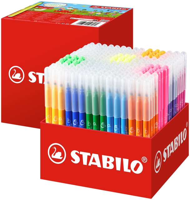 Viltstift STABILO Trio A-Z 378 fijn assorti classpack à 240 stuk