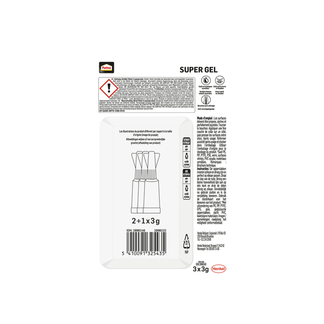 Superglue Pattex super gel 3 gram blister 2+1 free