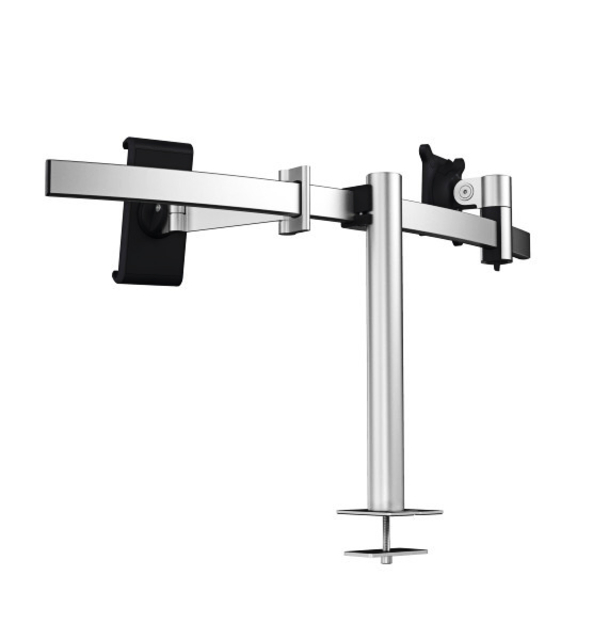 Monitorarm Durable met bladdoorvoer voor 1 scherm en 1 tablet