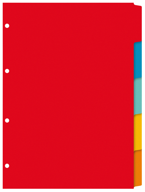 Dividers Kangaro A4 cardboard 180 grs 4 holes 5 tabs assorted