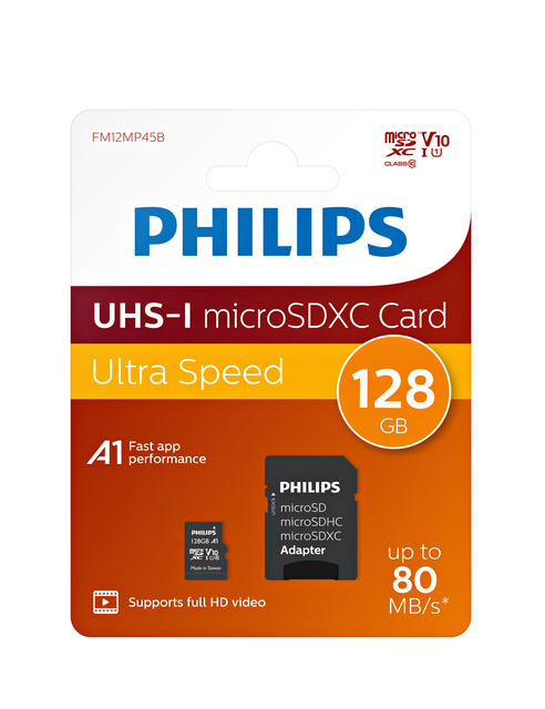 Geheugenkaart Philips micro SDXC Class 10 UHS-I U1 128GB