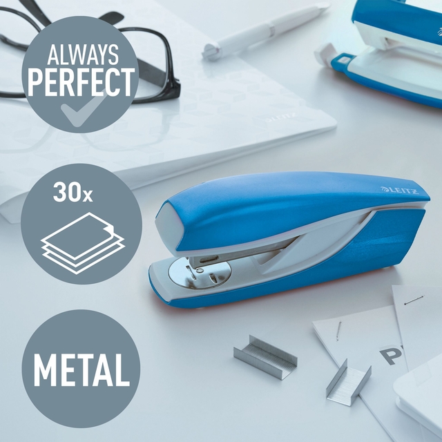 stapler Leitz NeXXt WOW metal 30 sheets blue