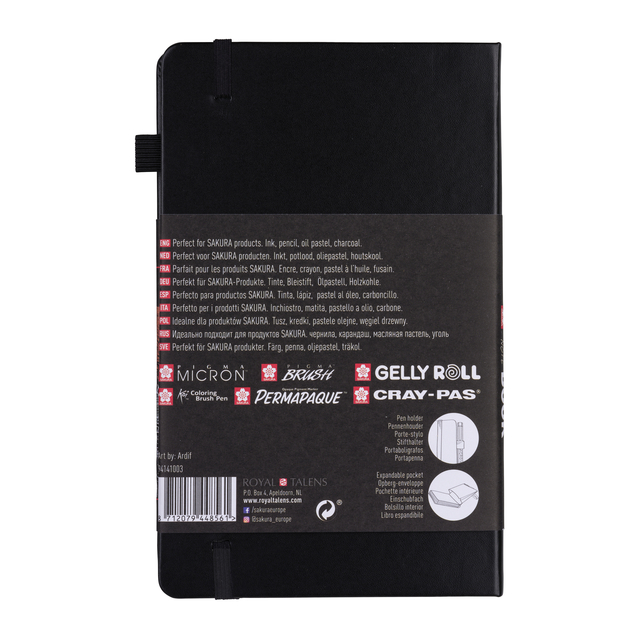 Schetsboek Sakura 80 zwarte vellen 140gr 130x210mm zwart