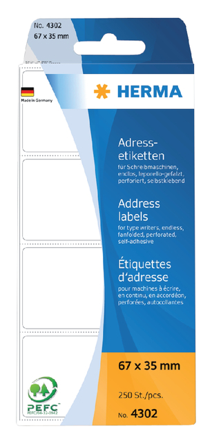 Address labels continous fanfolded 67x35  250 pcs.