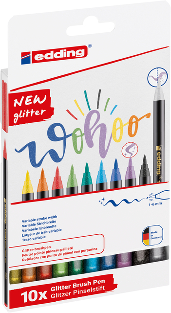 Brushpen edding 1340 glitter assorti set à 10 stuk