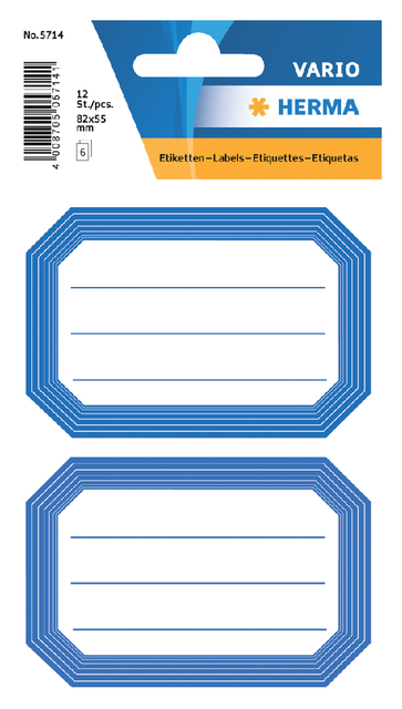 Book labels 82x55mm blue frame lined 6 sh.