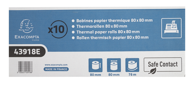 Telrol Exacompta 80mmx76m kern Ø12mm SafeContact thermisc