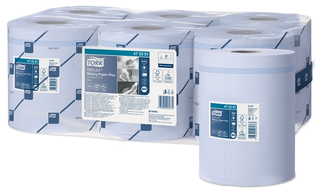 Poetspapier Tork M4 Reflex Plus Advanced 2-laags 450 vel blauw 473391