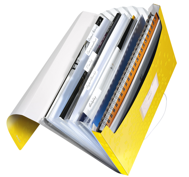 Expanding File Organizer Leitz WOW A4 6 compartments yellow