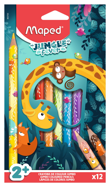 Kleurpotlood Maped Jungle Fever Jumbo set à 12 kleure
