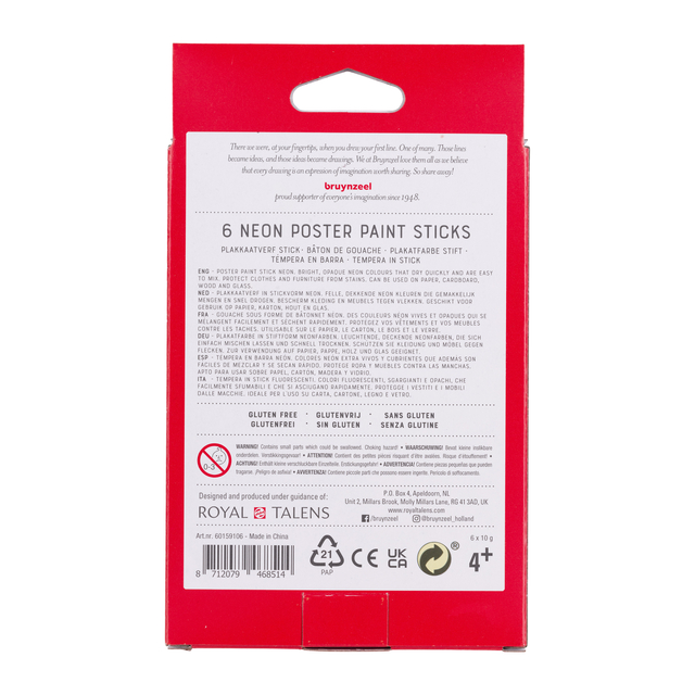 Plakkaatverf sticks Bruynzeel Neon 6 kleuren