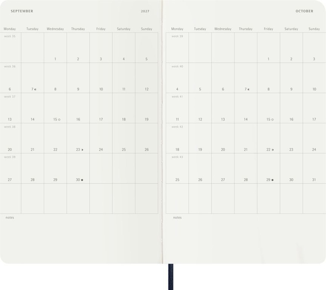 Agenda 2027 Moleskine 12M Planner Weekly 7dagen/1pagina large sc sapphire blue