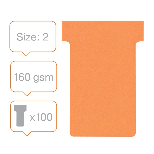 Planbord T-kaart Nobo nr 2 48mm oranje 100 stuks