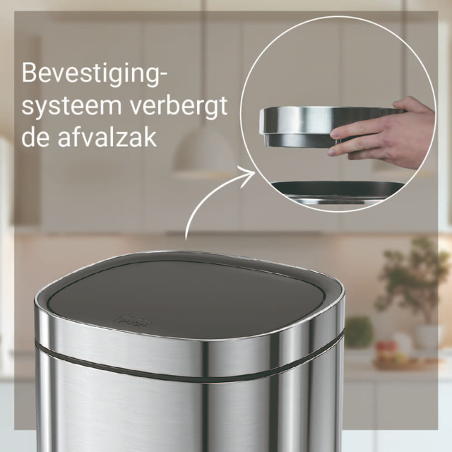 Afvalbak Desq Touch 30 liter RVS zilver