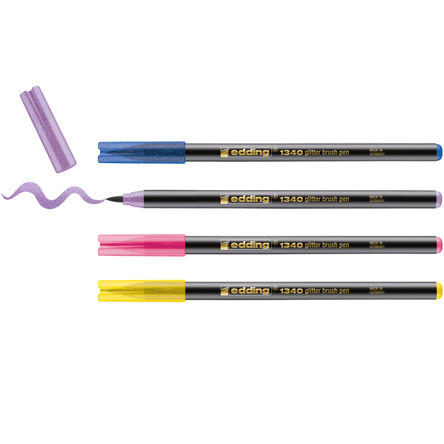 Brushpen edding 1340 glitter assorti set à 4 stuk